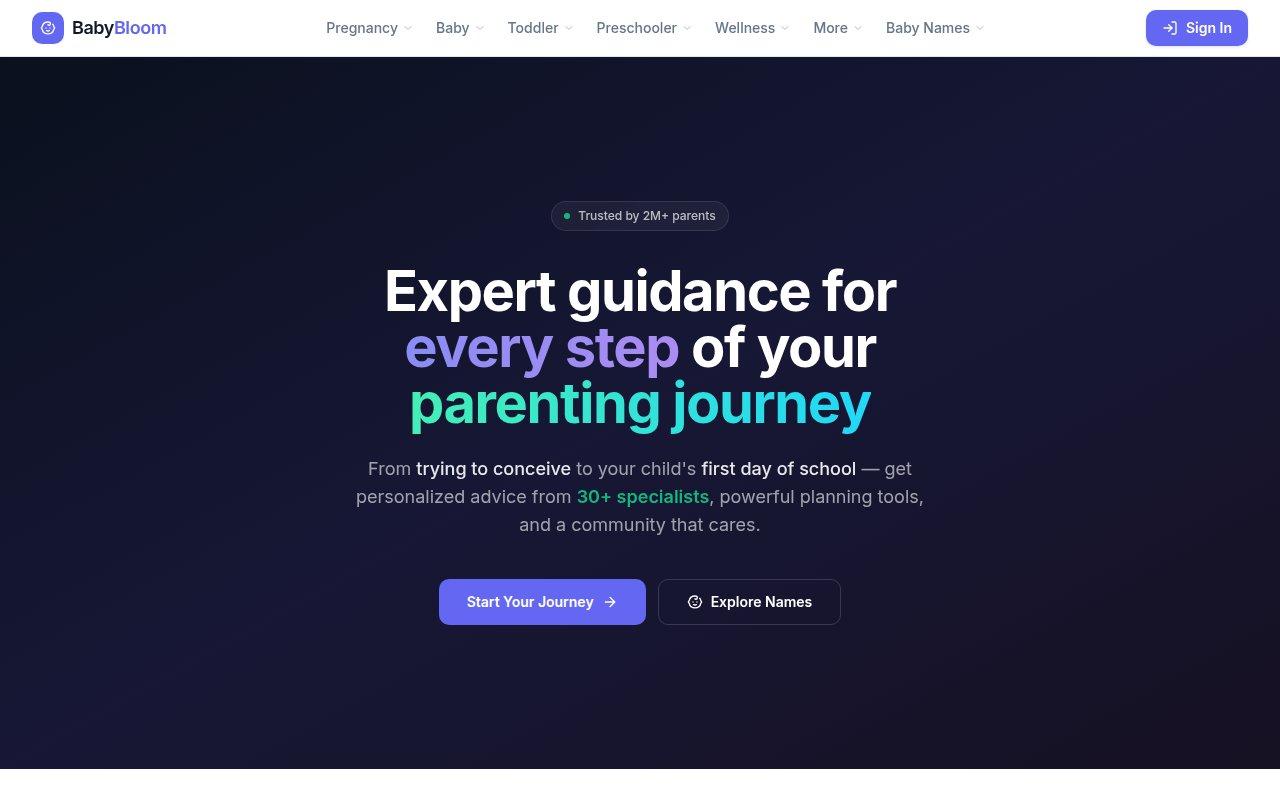 Screenshot of babybloomtips.com