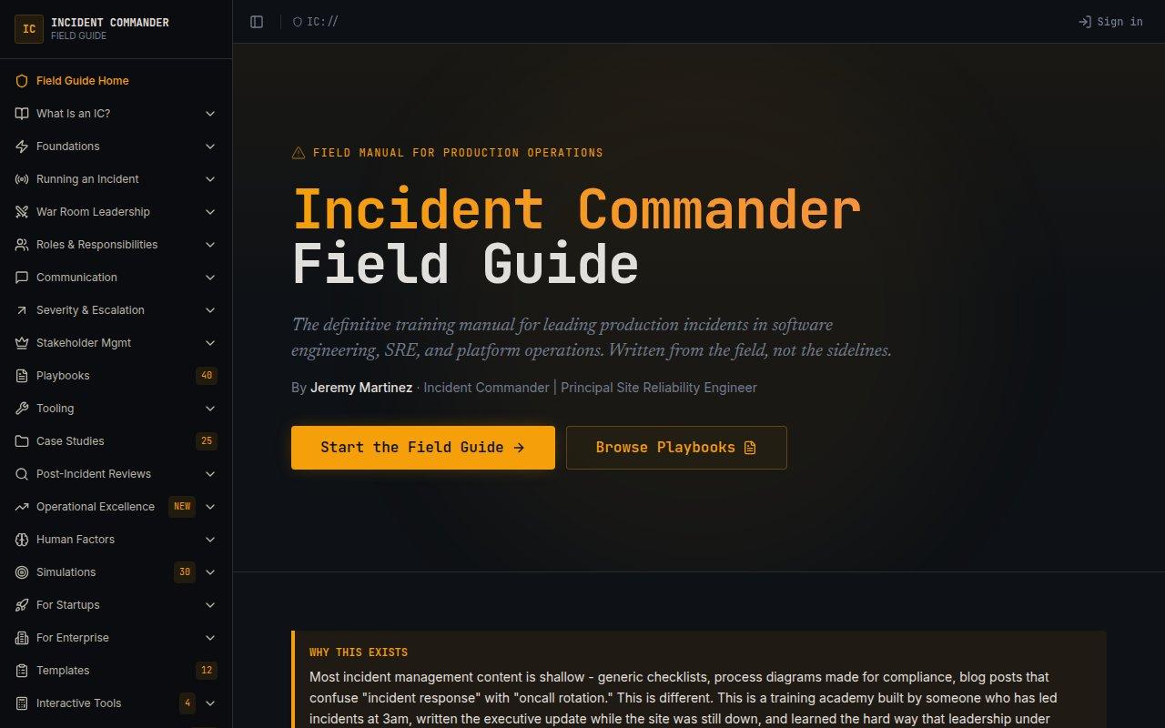 incidentcommandhq.com — A professional platform for incident command training, SRE resources, and operational readiness tools for technical teams.