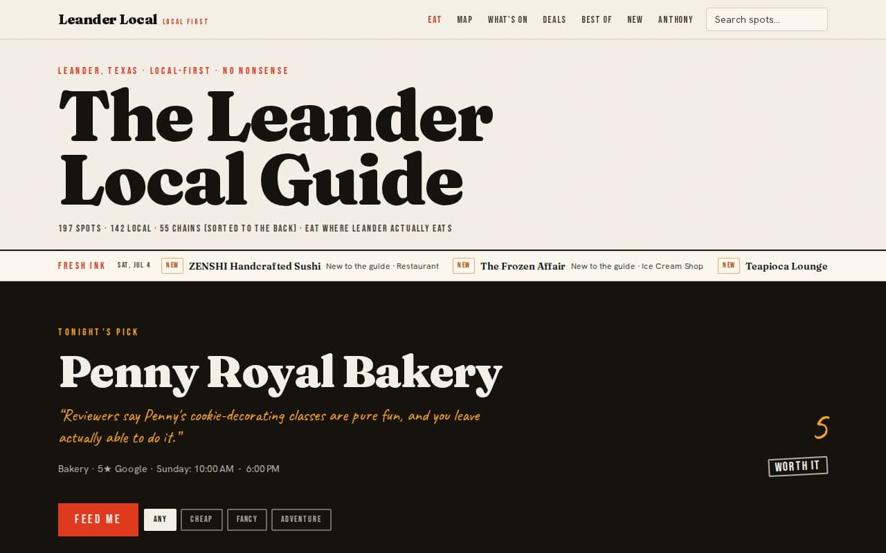 Screenshot of leanderlocalguide.com