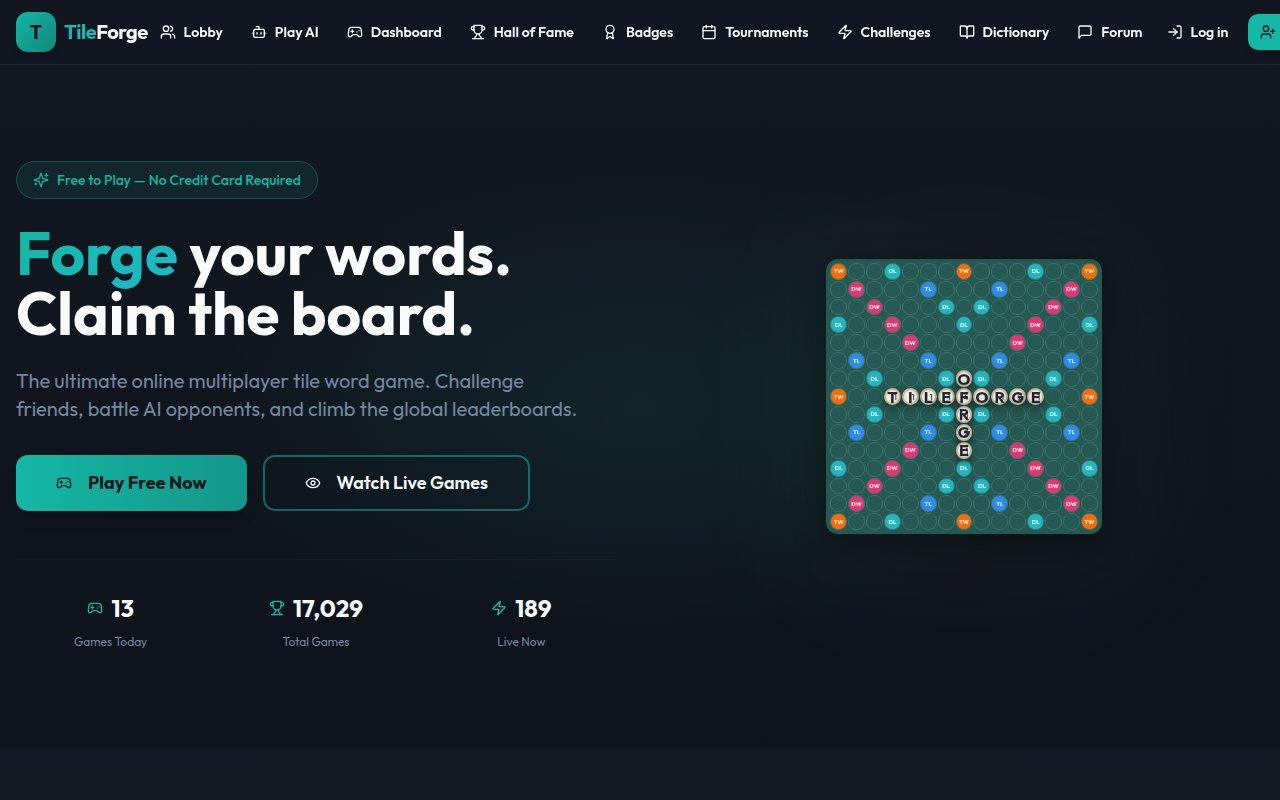 playtileforge.com — A feature-rich online Scrabble game platform with custom dictionaries, custom game modes, and competitive word game experiences for players of all levels.