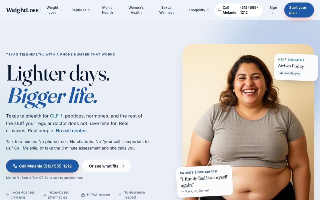 Screenshot of weightlossplusrx.com