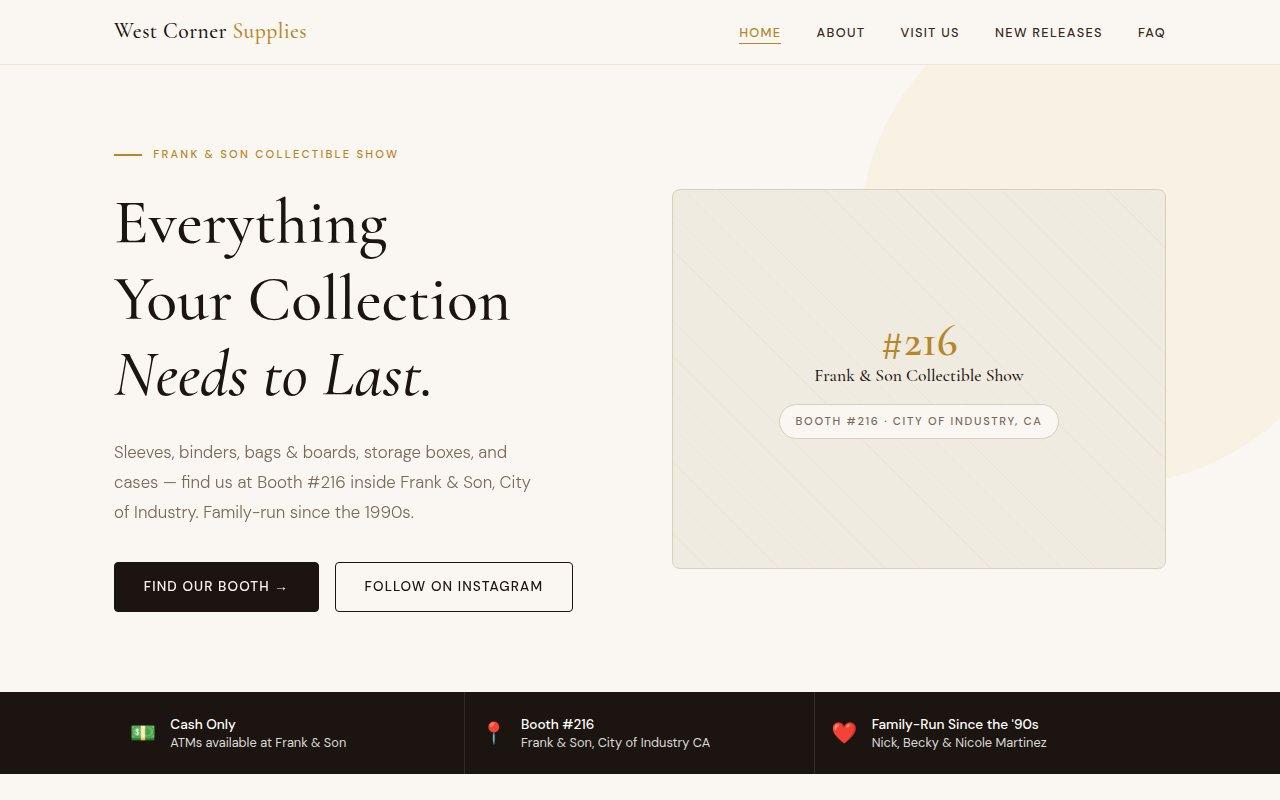 Screenshot of westcornersupplies.com